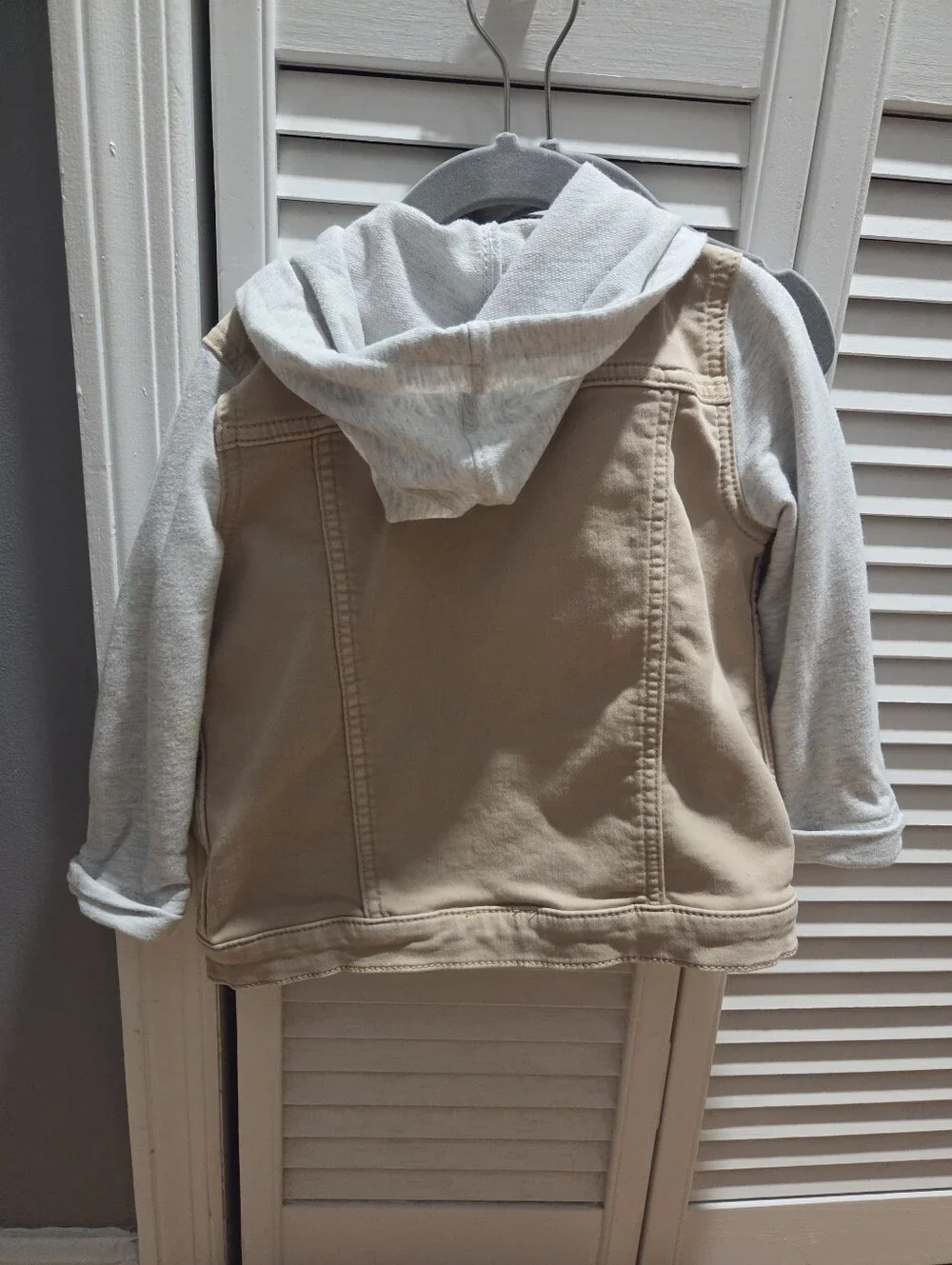 Cat & Jack Kids Two-Tone Hooded Jacket - Tan & Light Gray / Size 3t